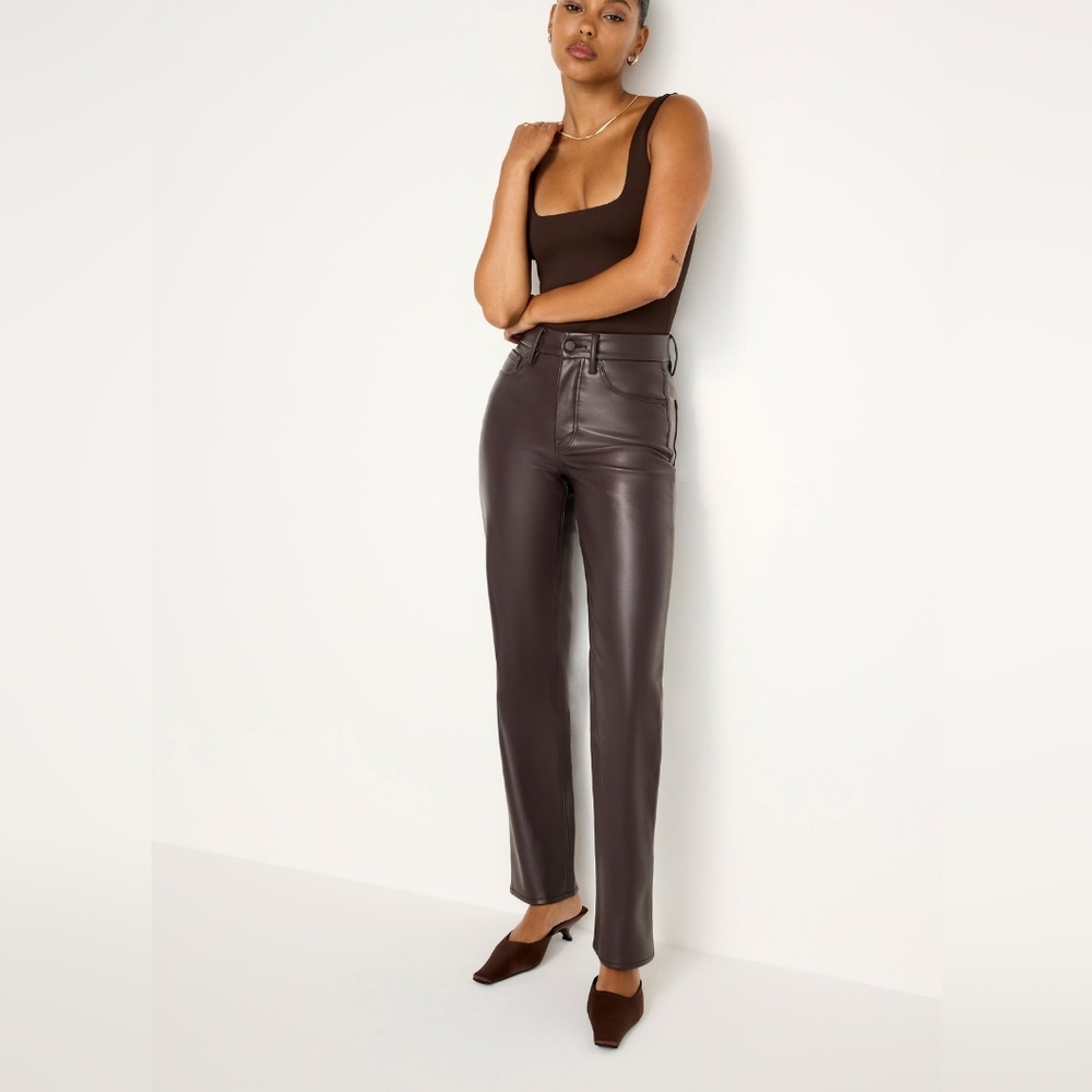 $198 Good American Good Icon Better Than Leather Pants - Picture 3 of 16
